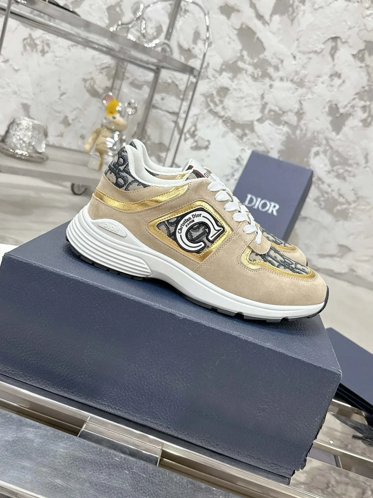 Dior B23 Beige Suede and Oblique Monogram Lifestyle Sneakers 2