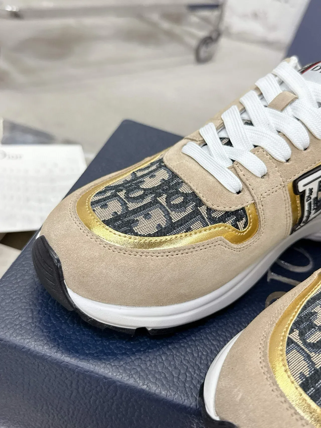 Dior B23 Beige Suede and Oblique Monogram Lifestyle Sneakers 5