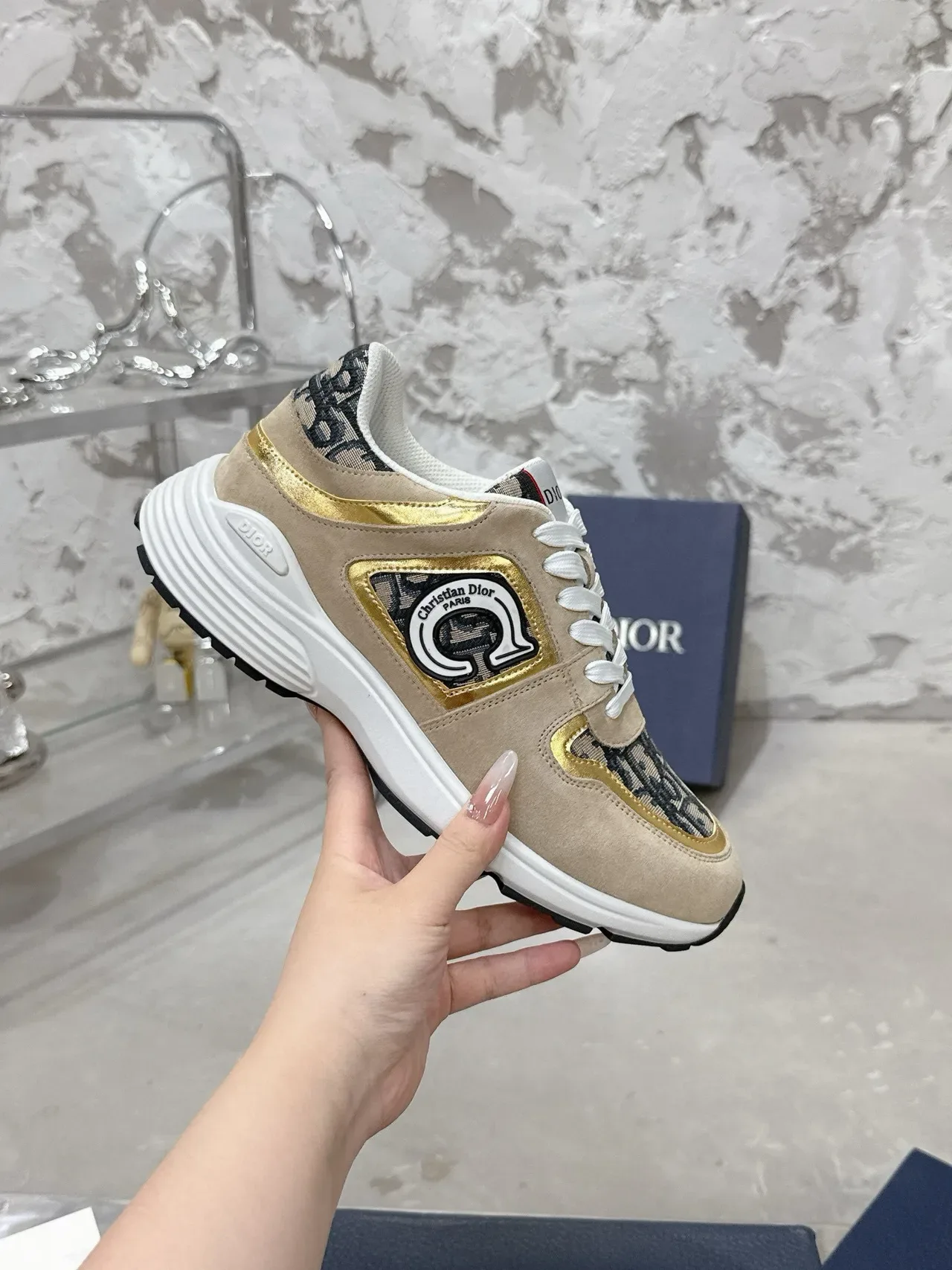 Dior B23 Beige Suede and Oblique Monogram Lifestyle Sneakers 6