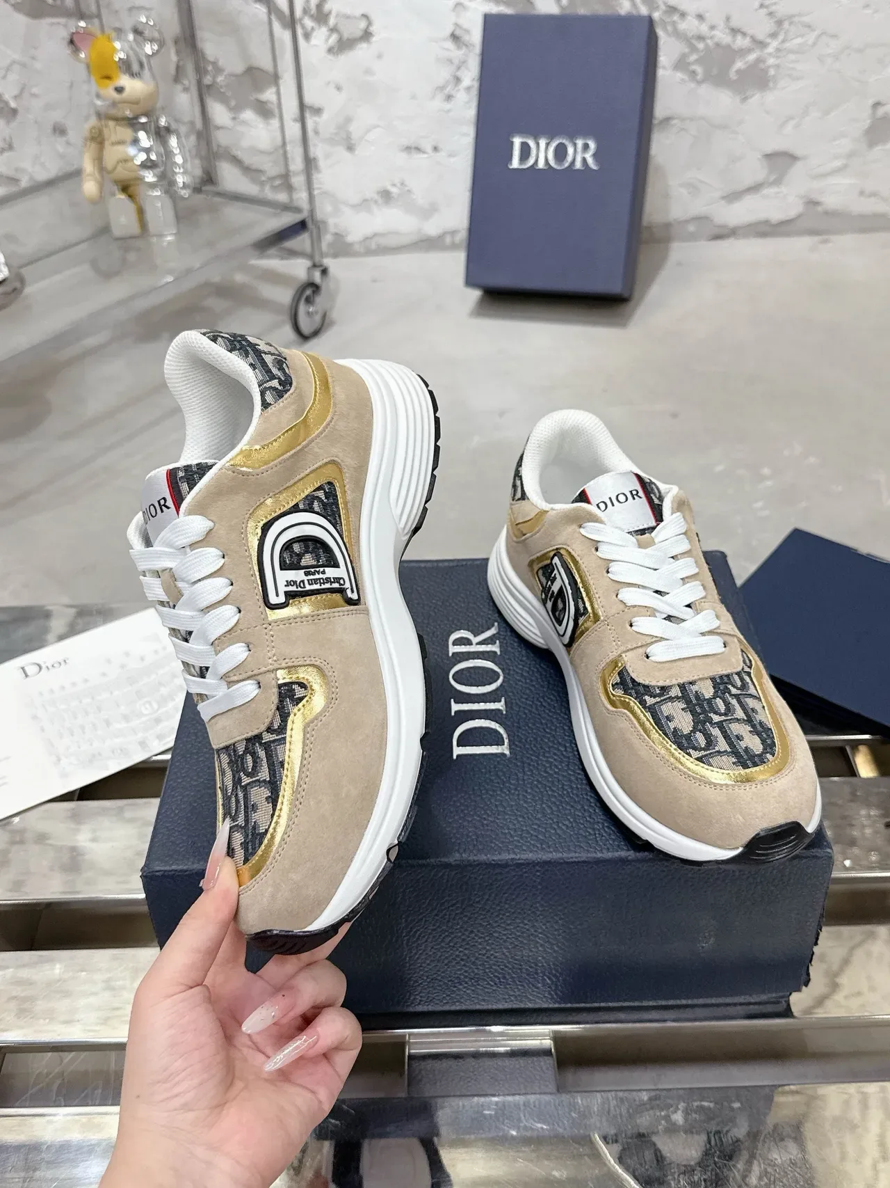 Dior B23 Beige Suede and Oblique Monogram Lifestyle Sneakers 7