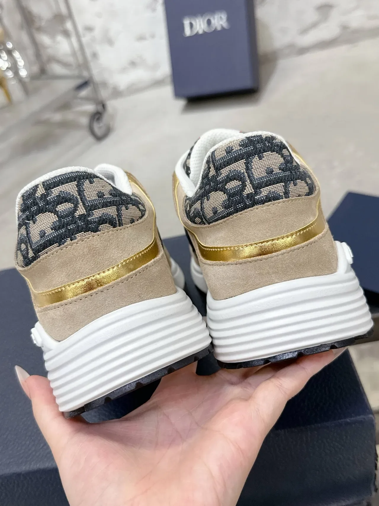Dior B23 Beige Suede and Oblique Monogram Lifestyle Sneakers 8