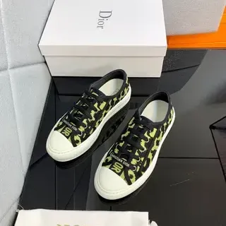 Dior B23 Black Yellow Leopard-Print Textile Upper Neon Lime Colorway Lifestyle Sneakers