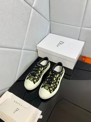 Dior B23 Black Yellow Leopard-Print Textile Upper Neon Lime Colorway Lifestyle Sneakers 3