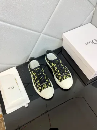 Dior B23 Black Yellow Leopard-Print Textile Upper Neon Lime Colorway Lifestyle Sneakers 4