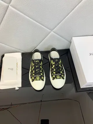 Dior B23 Black Yellow Leopard-Print Textile Upper Neon Lime Colorway Lifestyle Sneakers 5