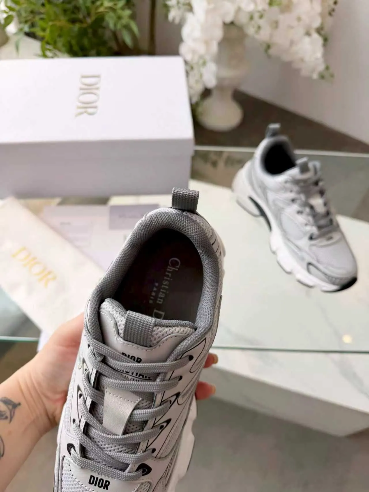 Dior B23 Gray and Black Chunky Sneakers 3