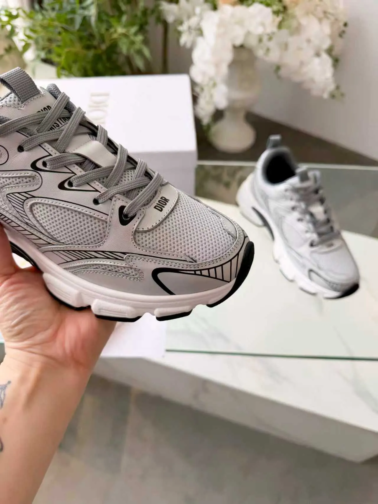 Dior B23 Gray and Black Chunky Sneakers 4