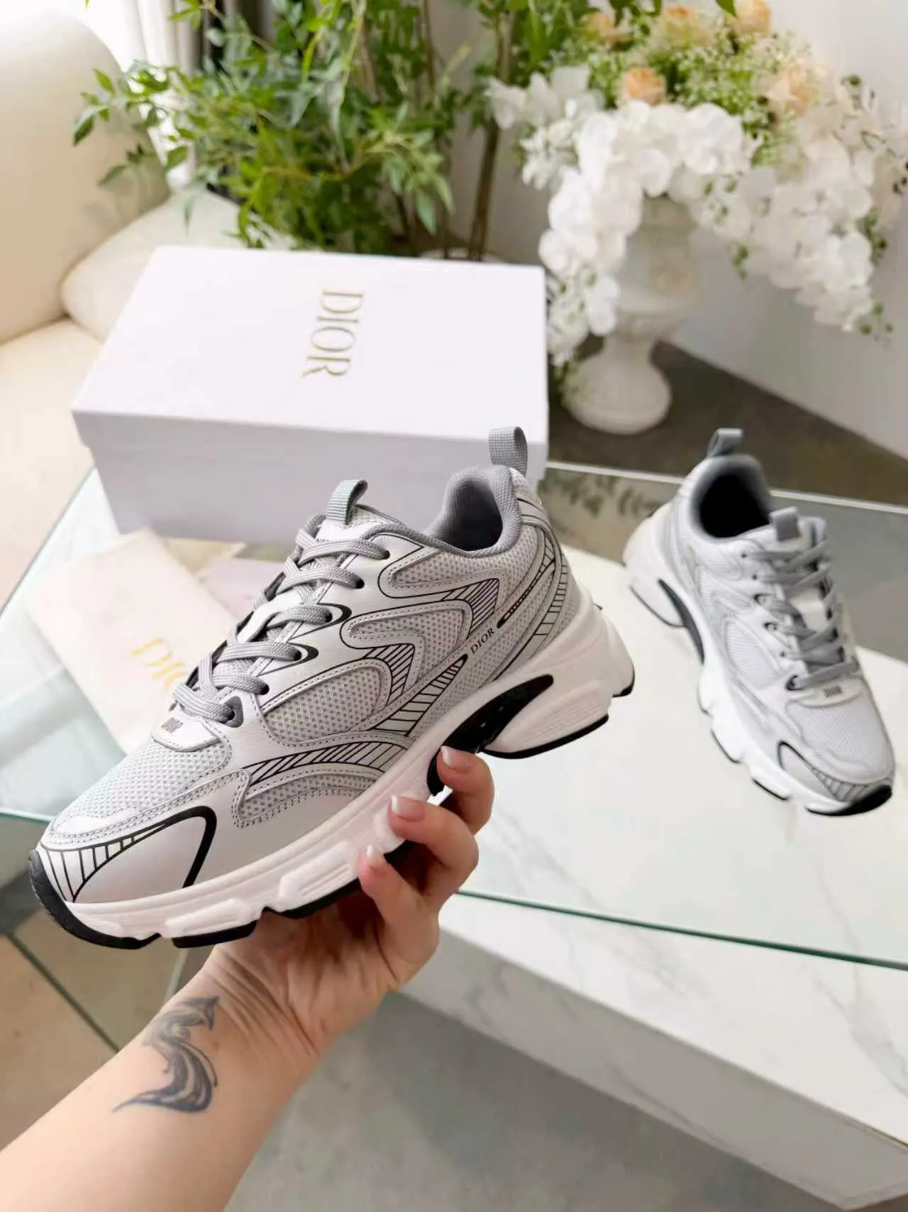 Dior B23 Gray and Black Chunky Sneakers 6