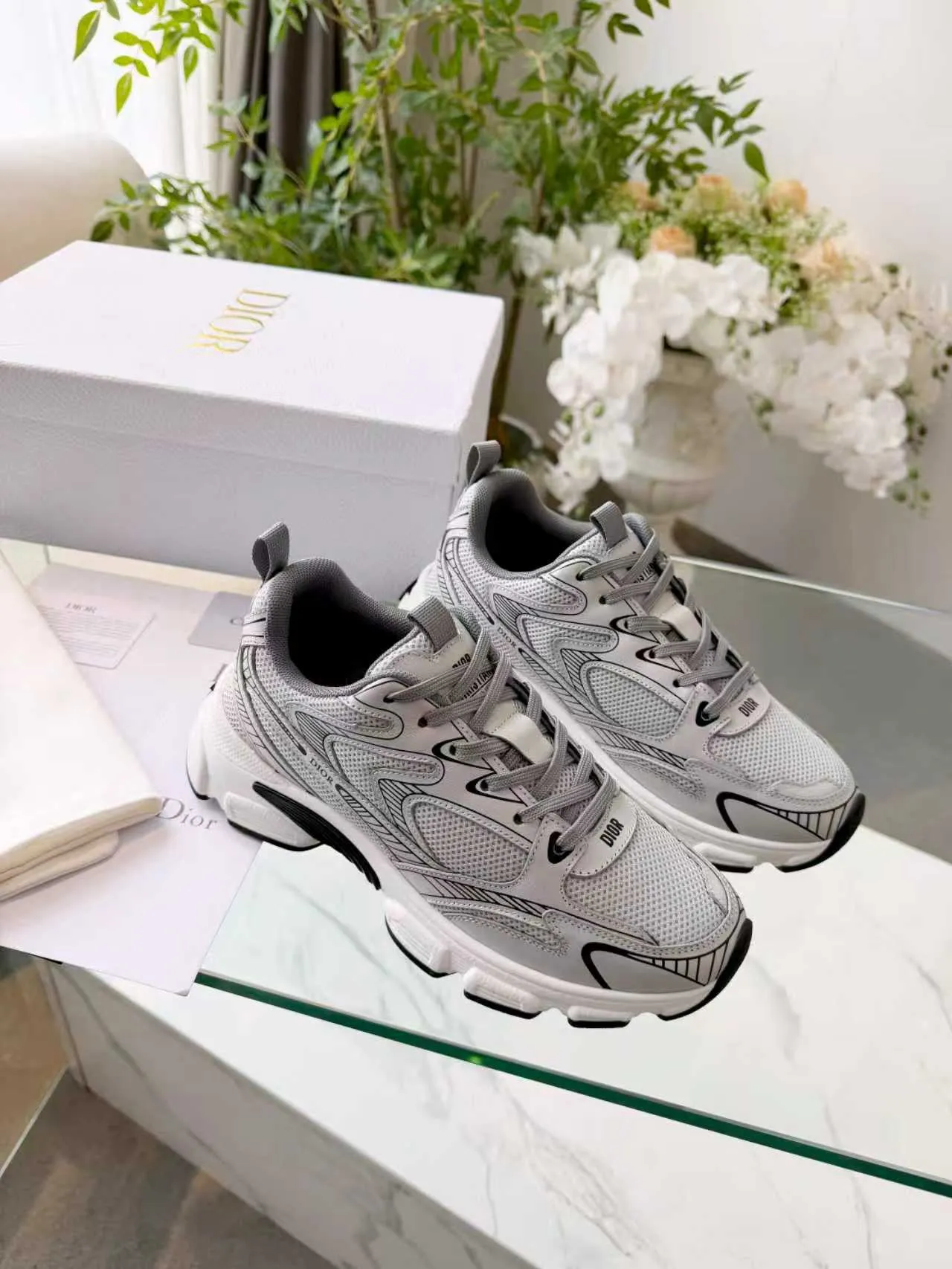Dior B23 Gray and Black Chunky Sneakers 8
