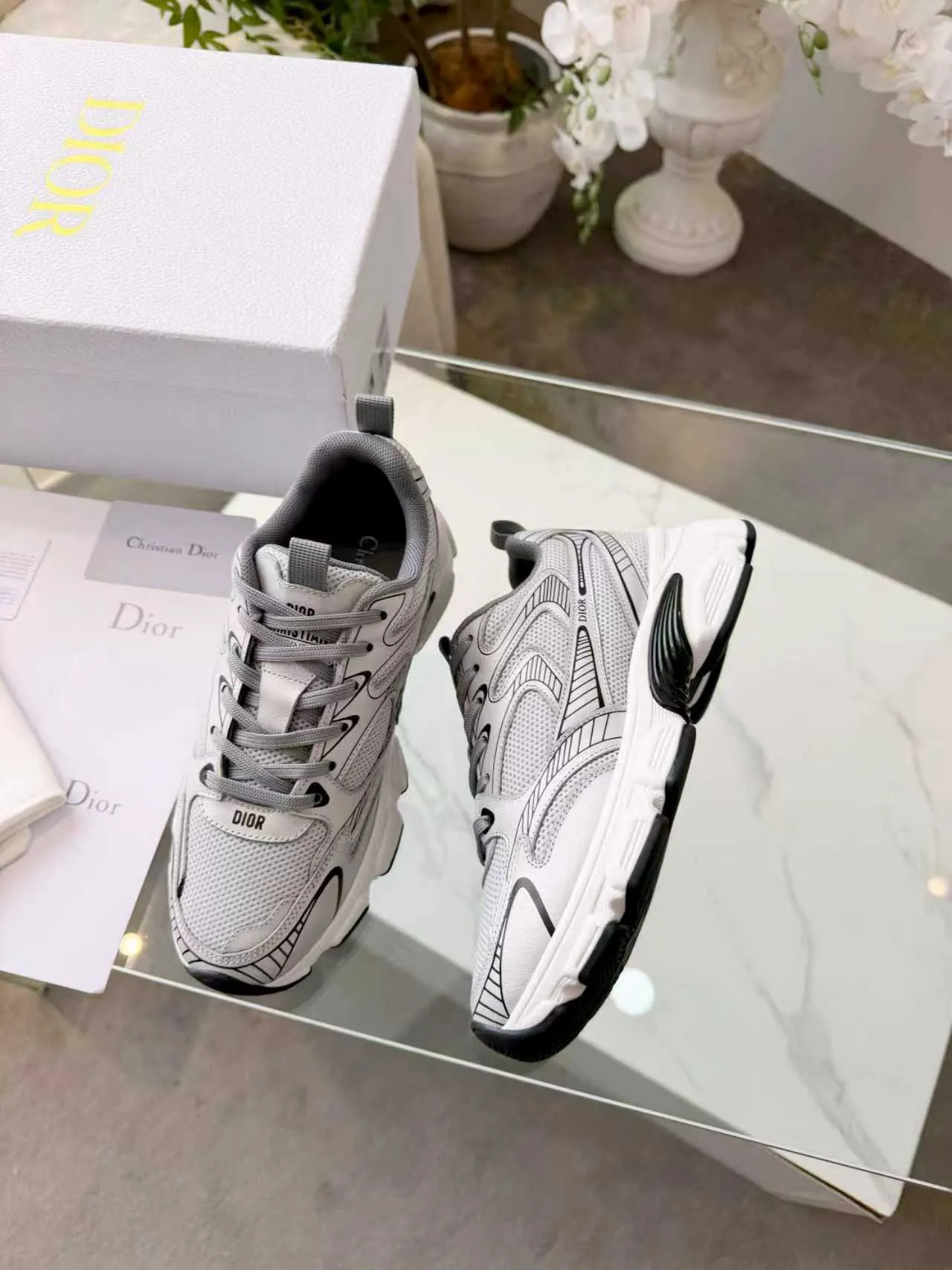 Dior B23 Gray and Black Chunky Sneakers 9