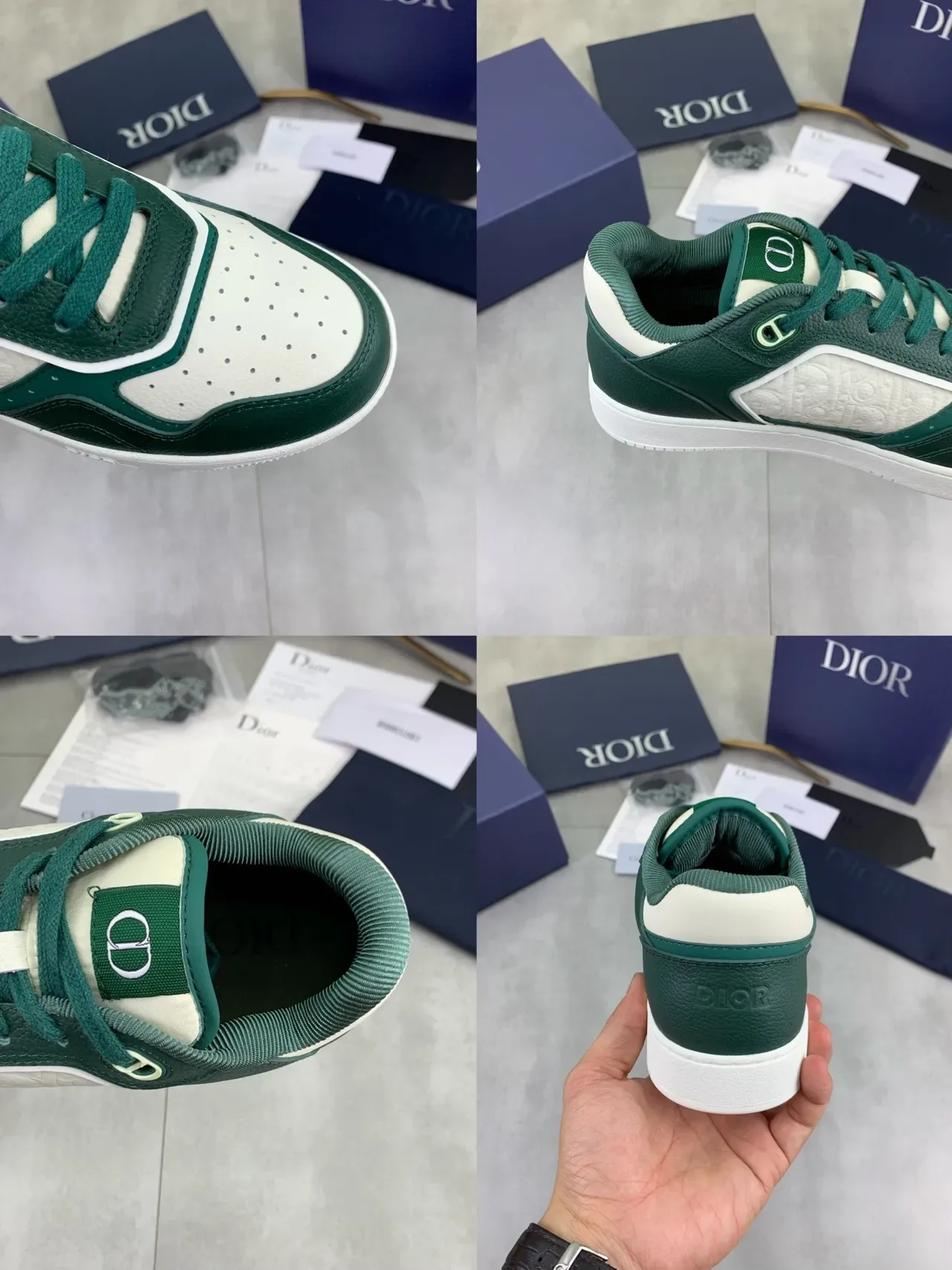 Dior B23 Sneakers Lifestyle Vert et Blanc en Cuir 2