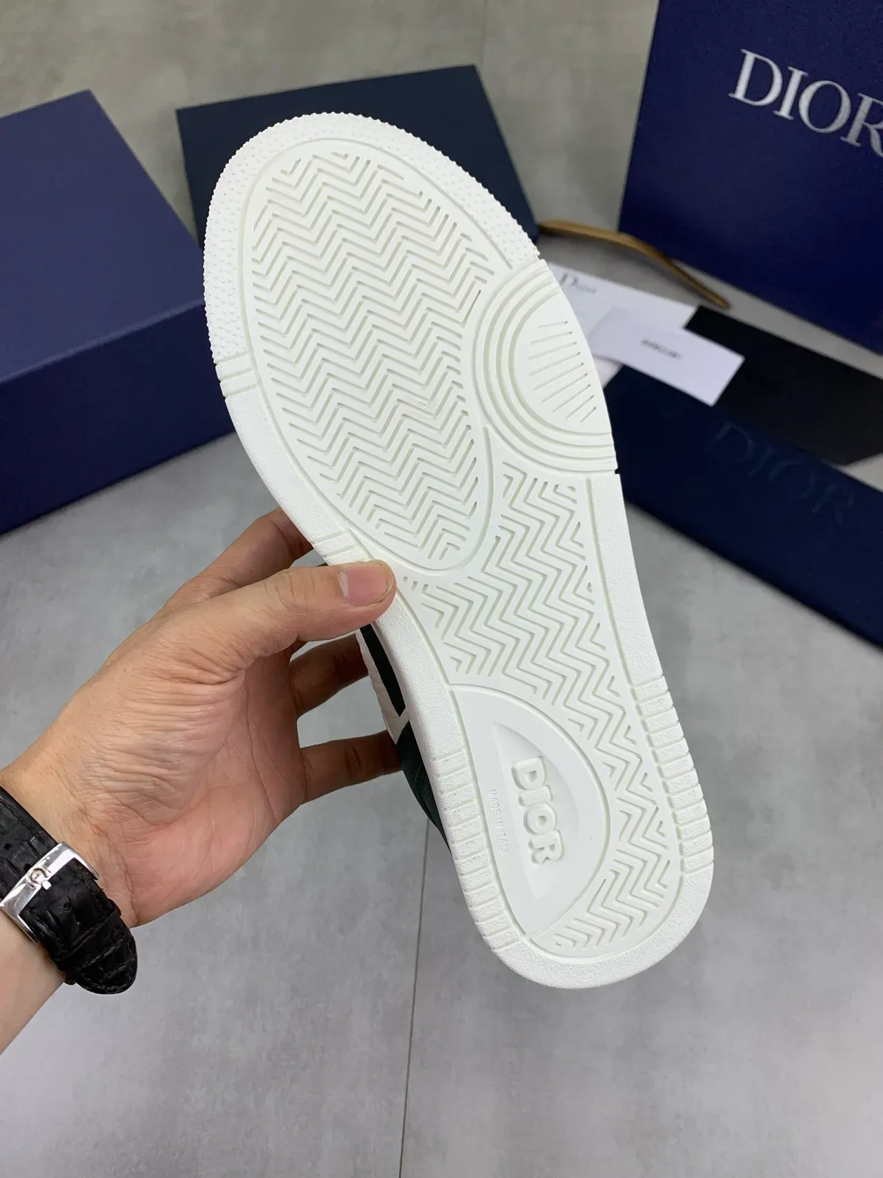 Dior B23 Sneakers Lifestyle Vert et Blanc en Cuir 3