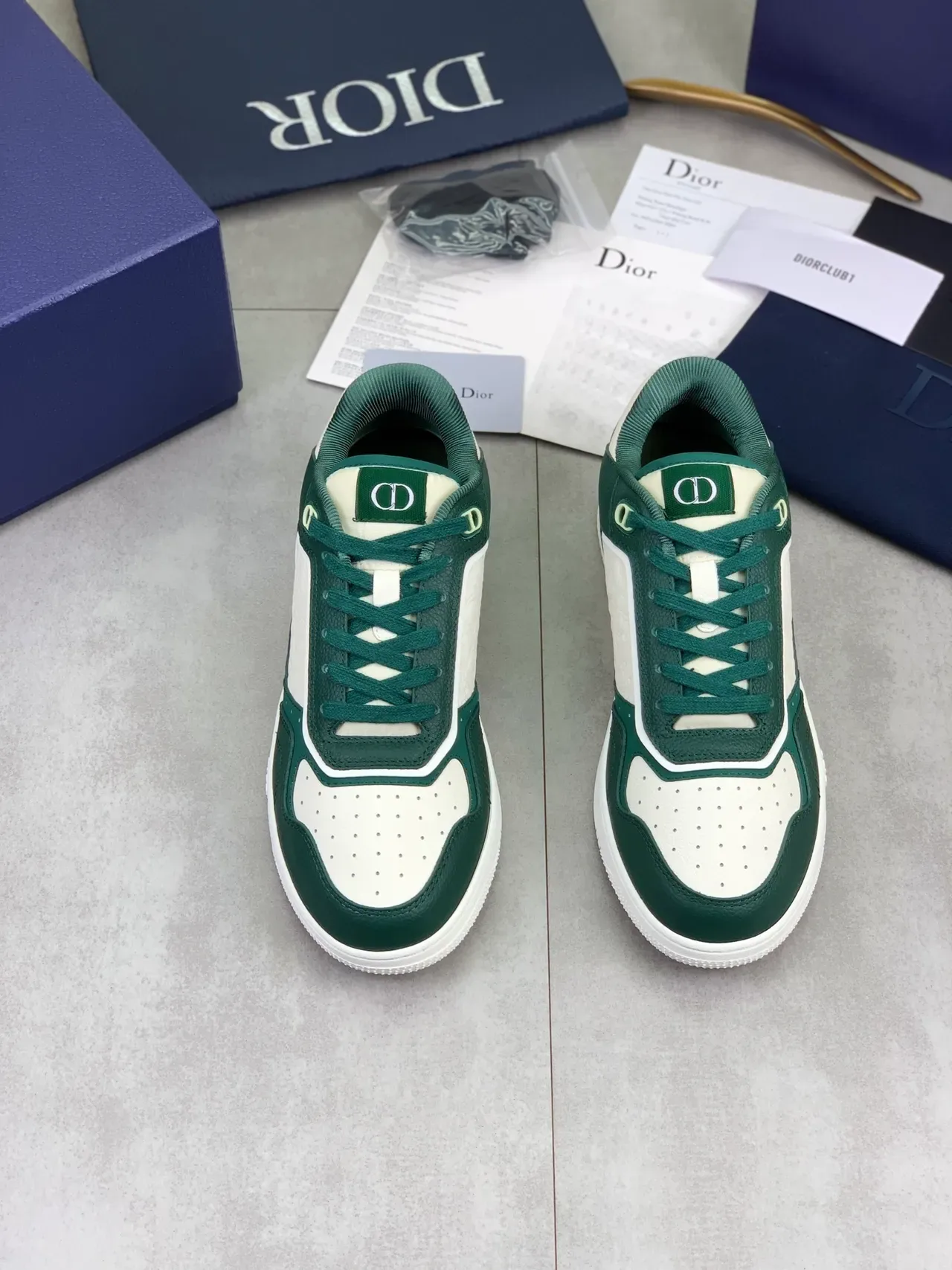 Dior B23 Sneakers Lifestyle Vert et Blanc en Cuir 4
