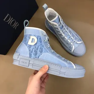 Dior B23 Light Blue Monogram High-Top Lifestyle Sneakers