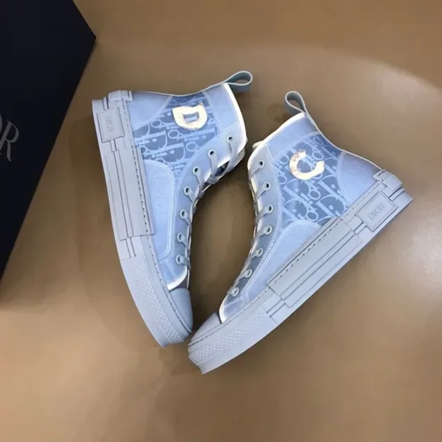 Dior B23 Light Blue Monogram High-Top Lifestyle Sneakers 4