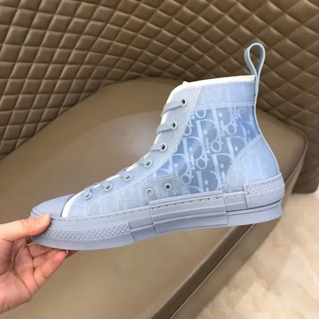 Dior B23 Light Blue Monogram High-Top Lifestyle Sneakers 6