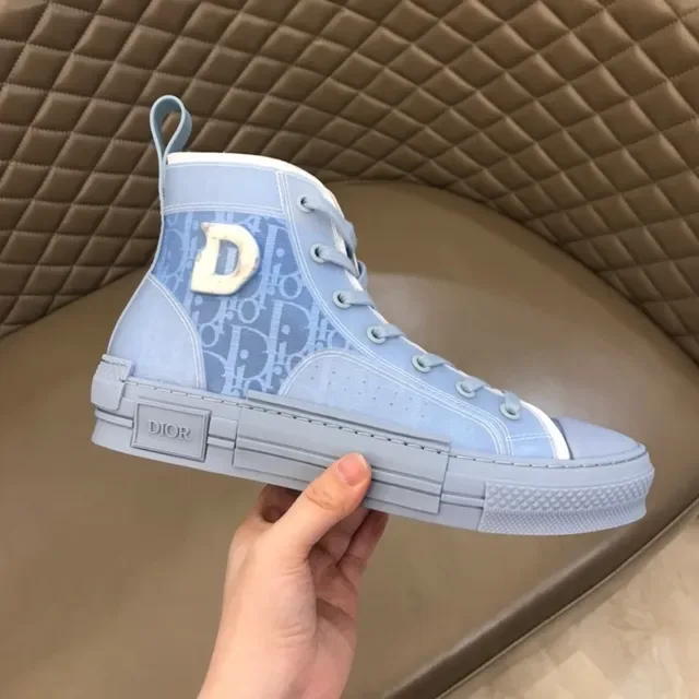 Dior B23 Light Blue Monogram High-Top Lifestyle Sneakers 9