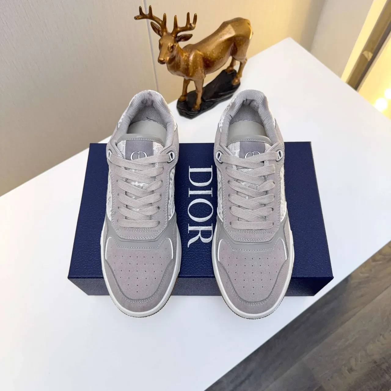 Dior B23 Monogram Gray Suede Lifestyle Sneakers 3