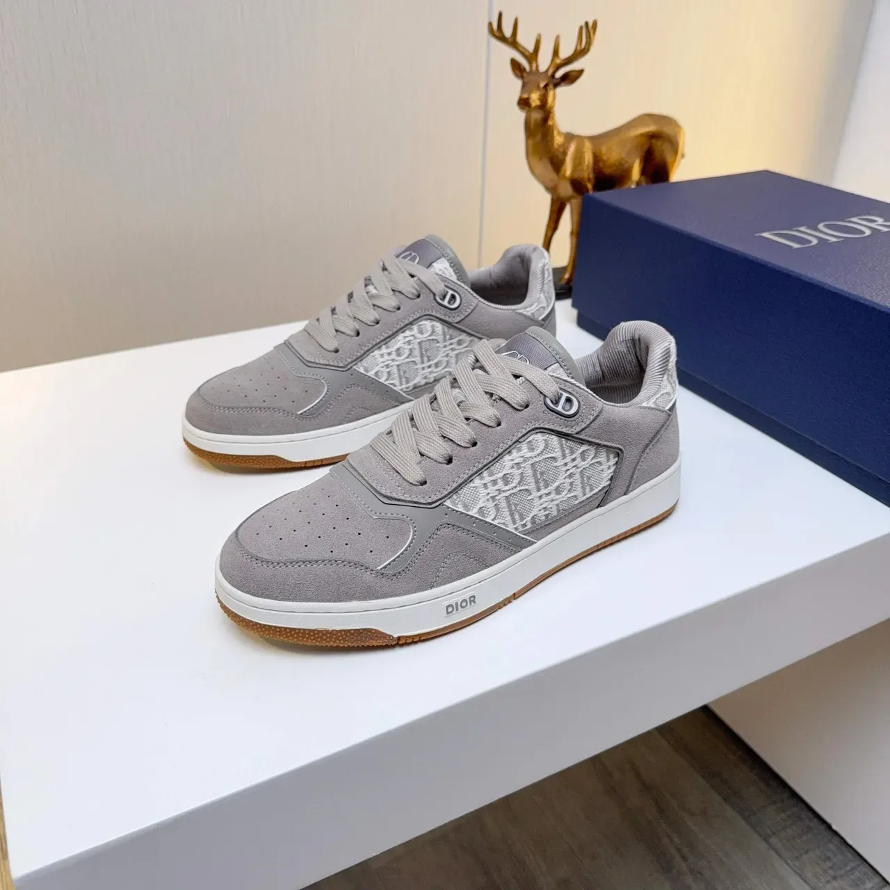 Dior B23 Monogram Gray Suede Lifestyle Sneakers 5