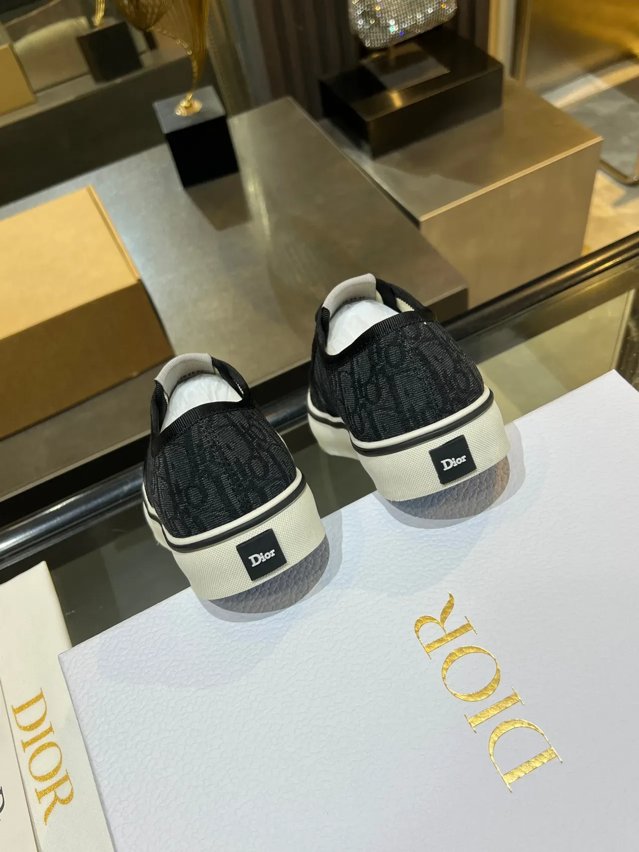 Dior B23 Monogram Jacquard Black and White Lifestyle Sneakers 4
