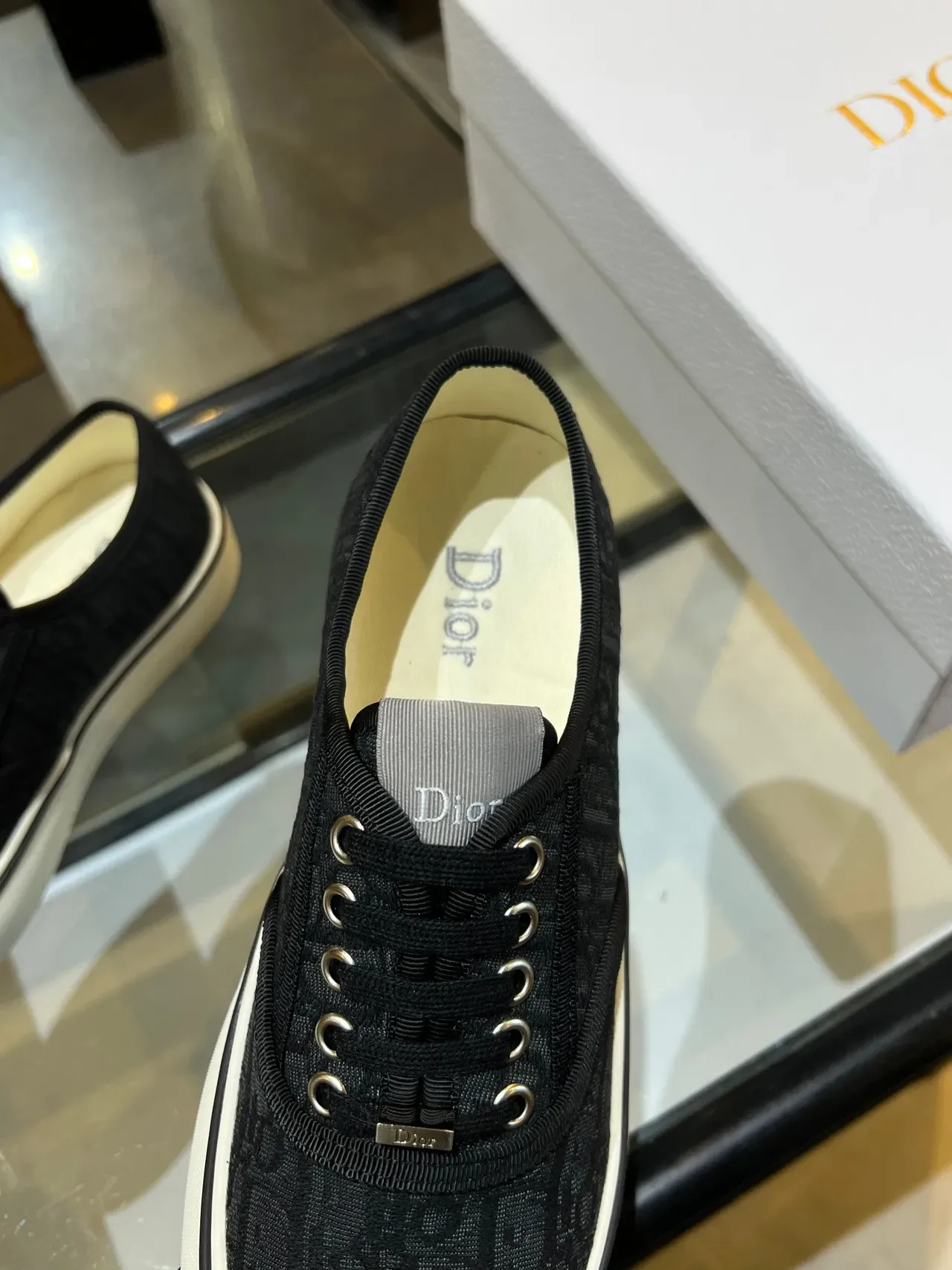 Dior B23 Monogram Jacquard Black and White Lifestyle Sneakers 5