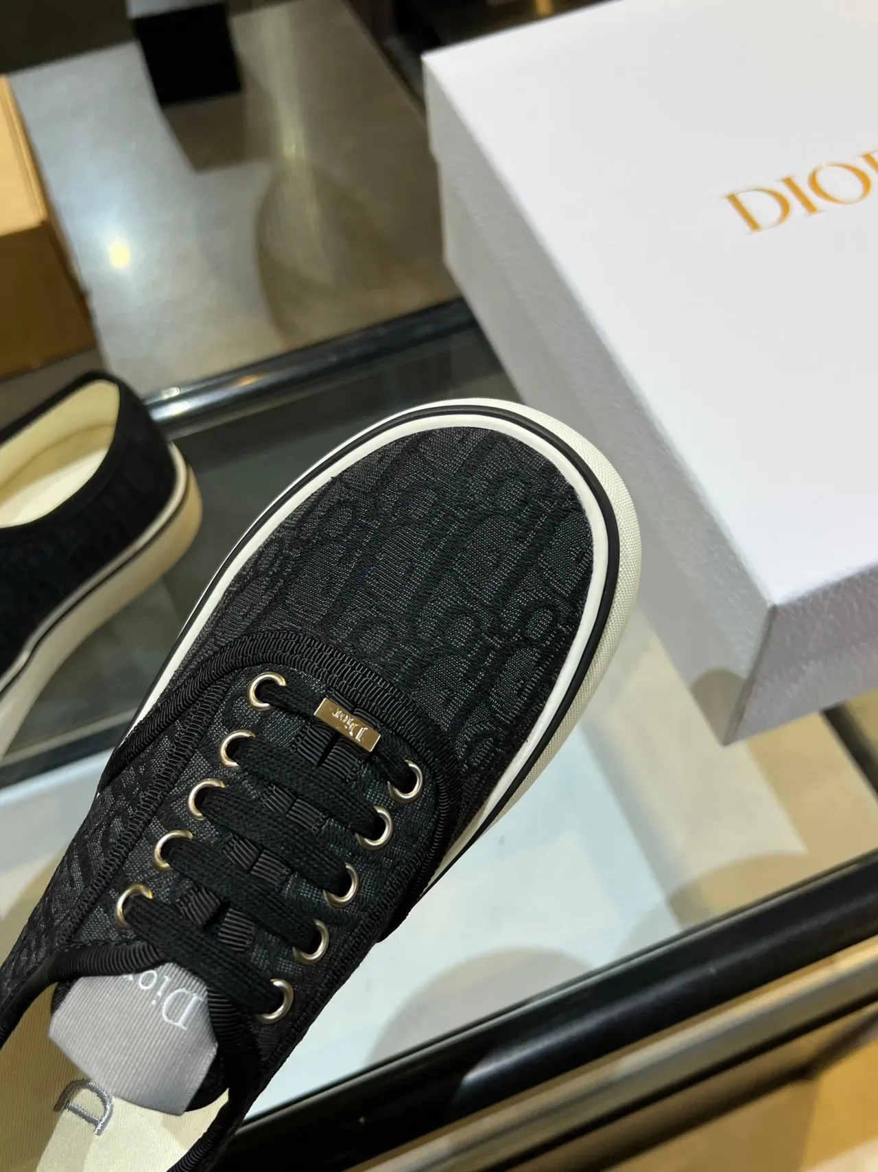 Dior B23 Monogram Jacquard Black and White Lifestyle Sneakers 6