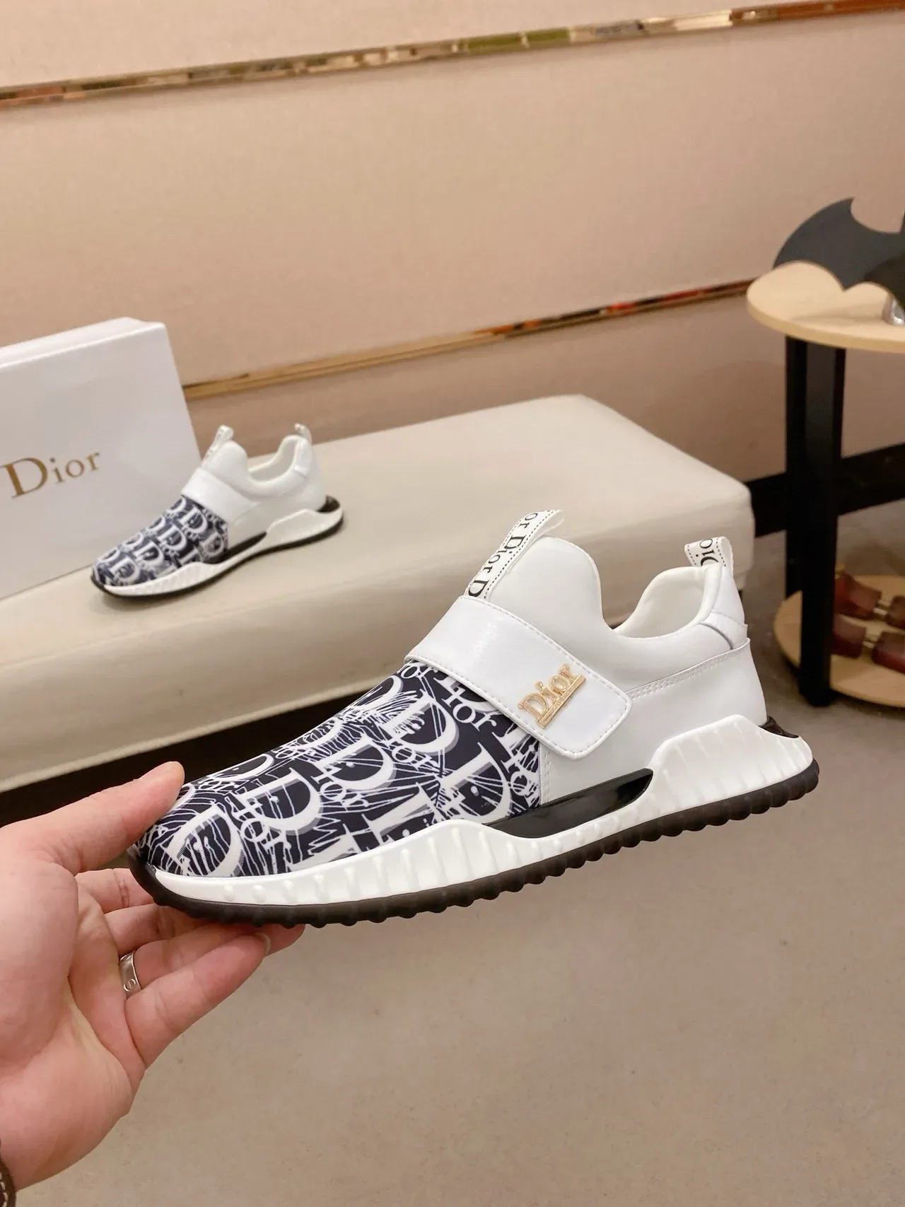 Dior B23 Monogram Print Slip-On Lifestyle Sneakers 4