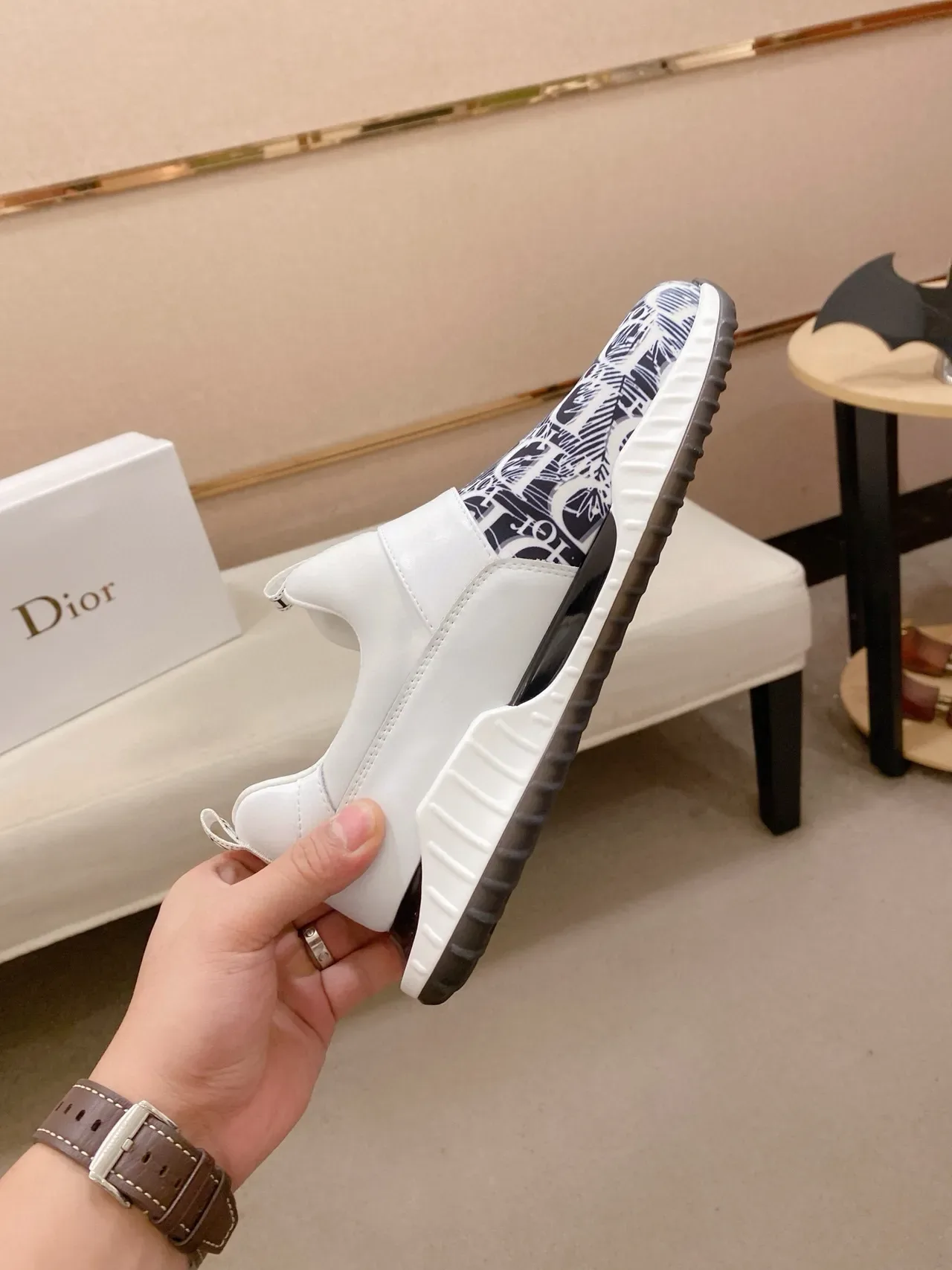 Dior B23 Monogram Print Slip-On Lifestyle Sneakers 6