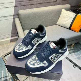 Dior B23 Navy Suede and Jacquard Monogram Lifestyle Sneakers