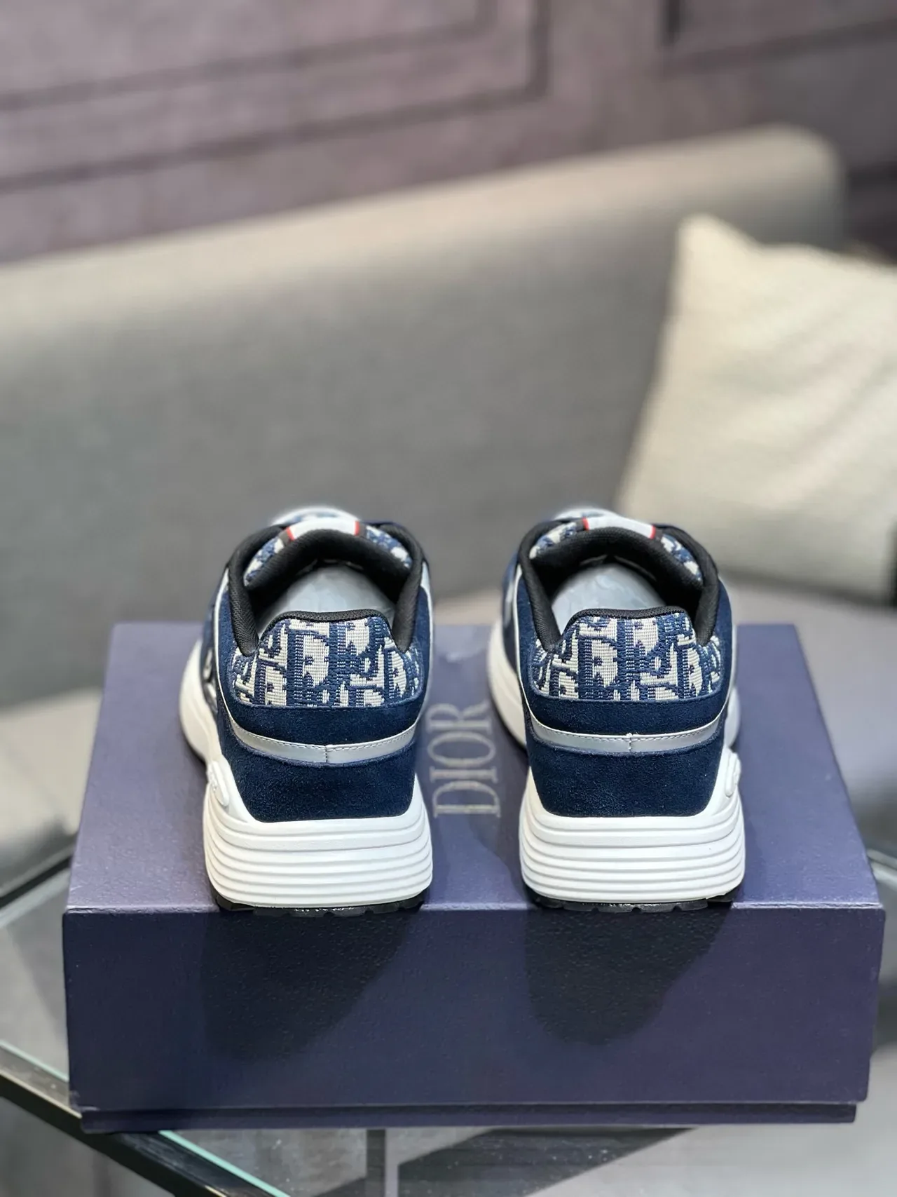 Dior B23 Navy Suede and Jacquard Monogram Lifestyle Sneakers 2