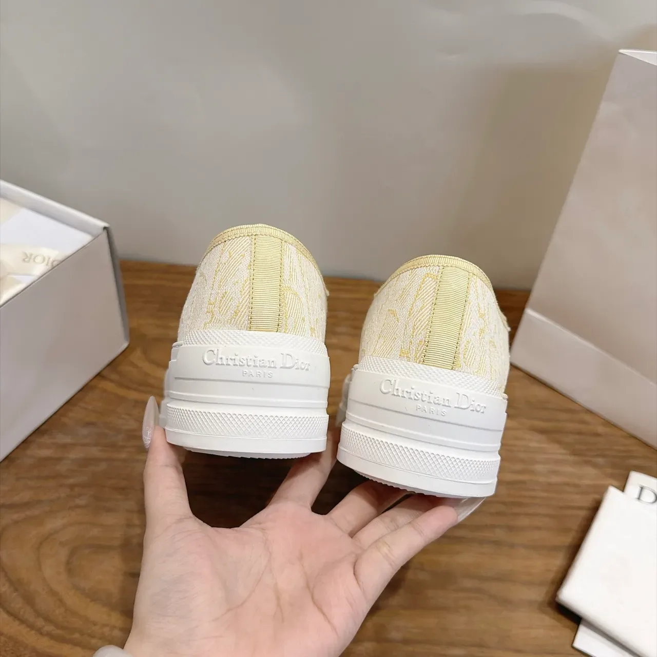 Dior B23 Pale Yellow Monogram Platform Lifestyle Sneakers 2