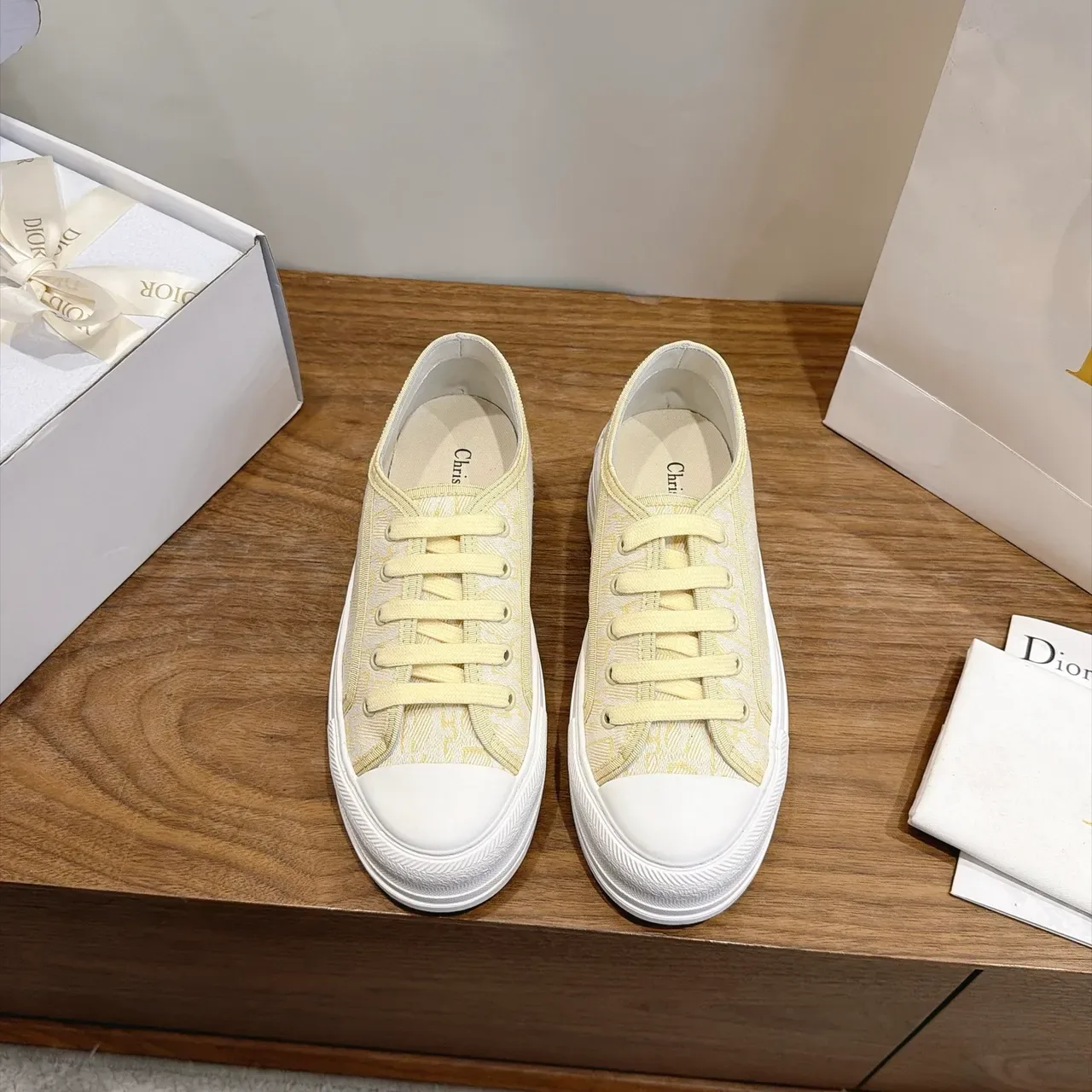 Dior B23 Pale Yellow Monogram Platform Lifestyle Sneakers 6