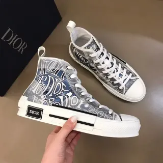 Dior B23 White Blue High-Top Transparent Monogram Upper Lifestyle Sneakers
