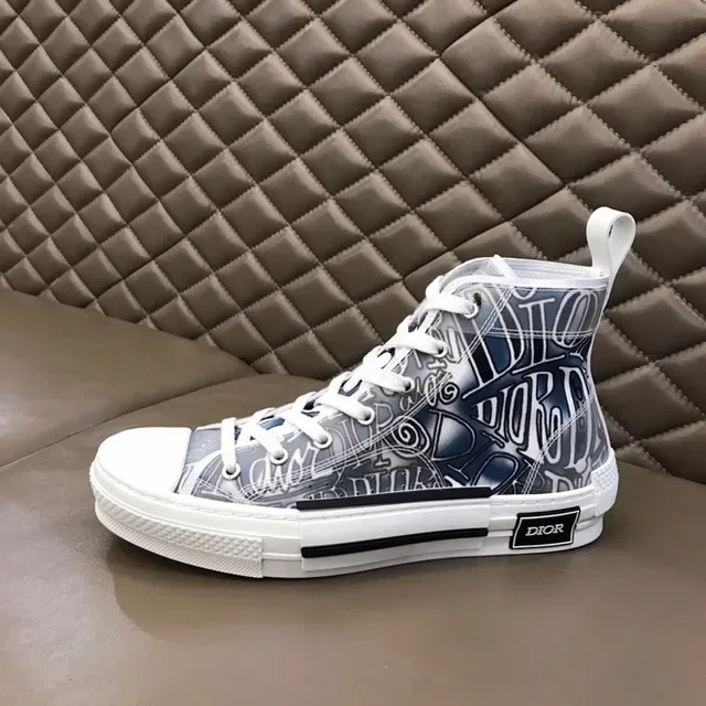 Dior B23 White Blue High-Top Transparent Monogram Upper Lifestyle Sneakers 2