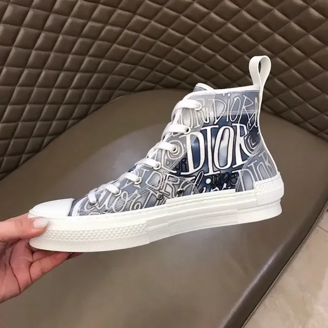 Dior B23 White Blue High-Top Transparent Monogram Upper Lifestyle Sneakers 3