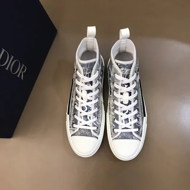 Dior B23 White Blue High-Top Transparent Monogram Upper Lifestyle Sneakers 7
