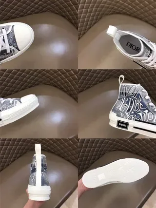 Dior B23 White Blue High-Top Transparent Monogram Upper Lifestyle Sneakers 9