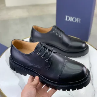 Dior B27 Black Beige Cap-Toe Lace-Up Oxford Shoes