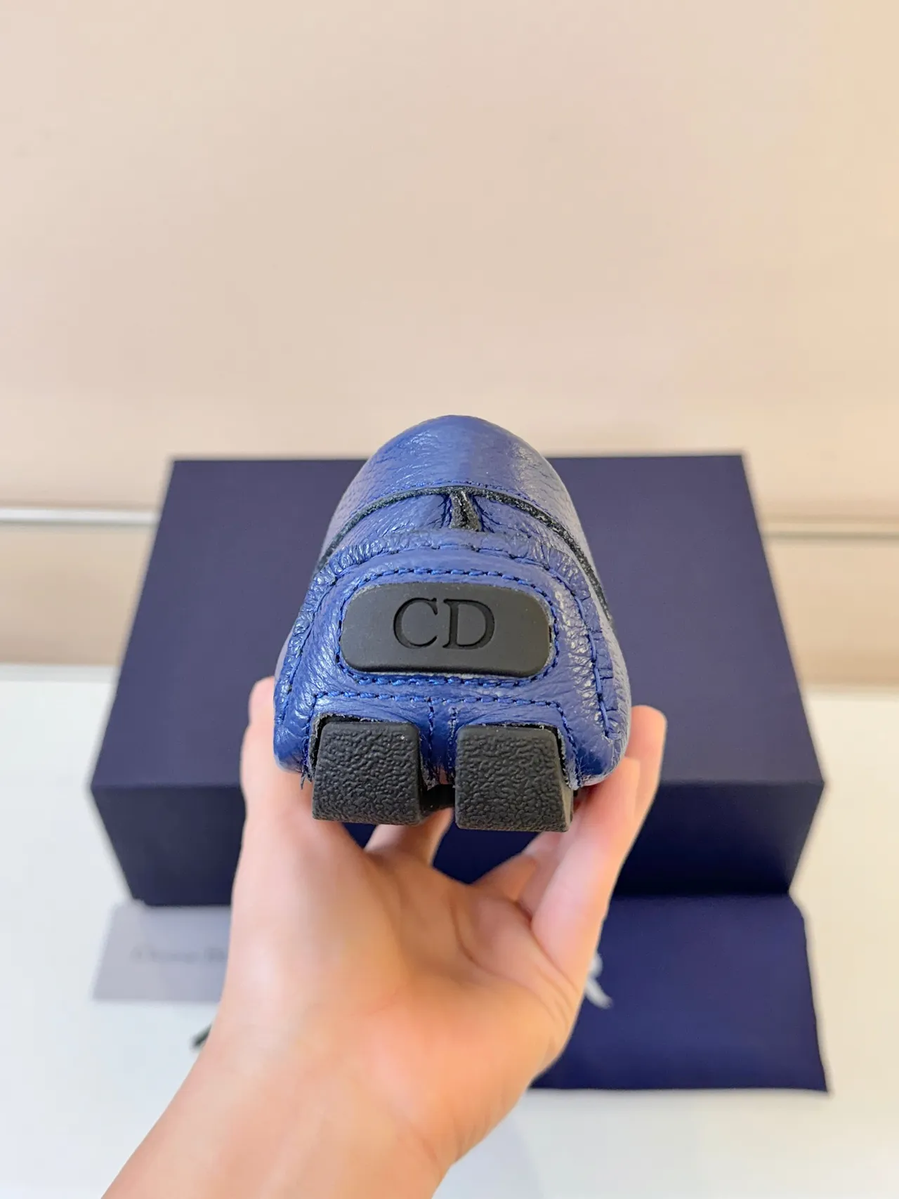 Dior B27 Blue Pebbled Leather Horsebit Loafers 4