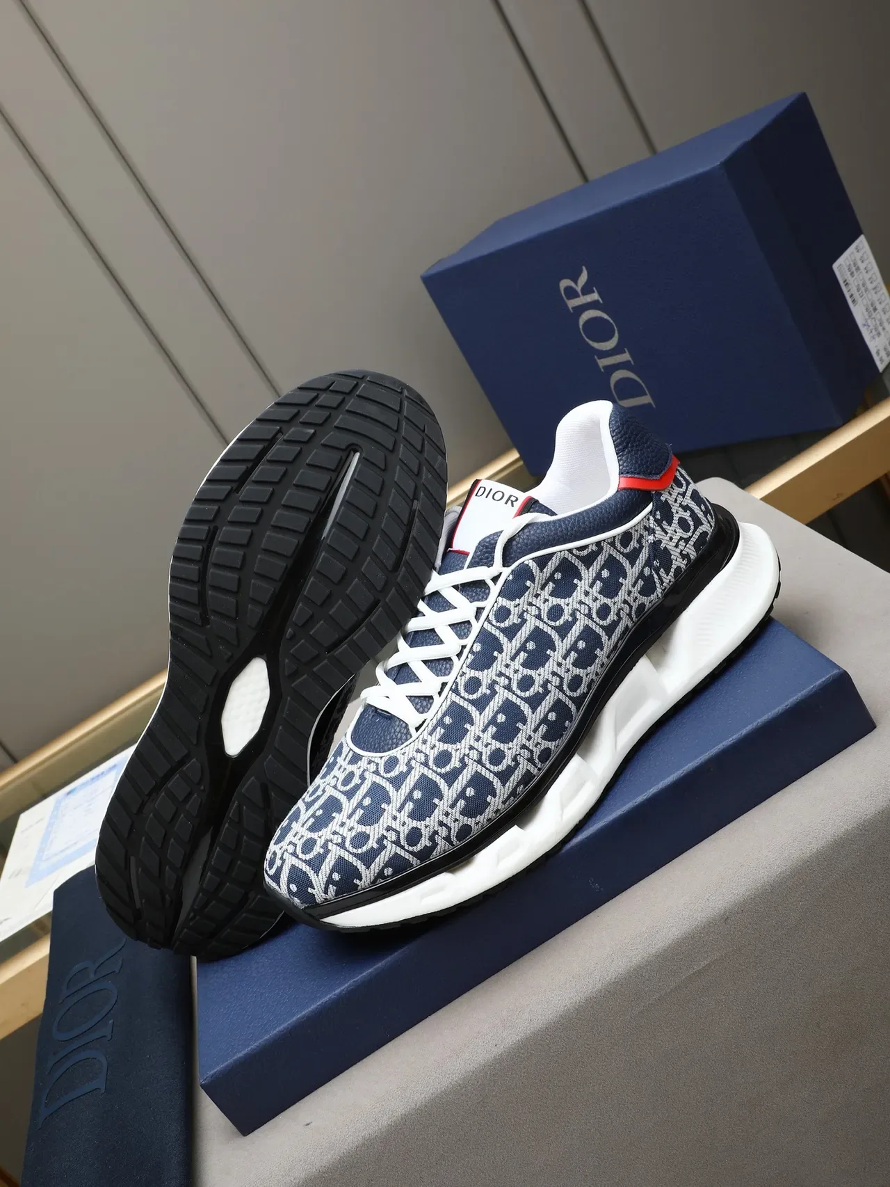 Dior B27 Monogram Navy White Lifestyle Sneakers 4