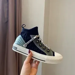 Dior B27 Navy Blue and Gray High-Top Lifestyle Sneakers