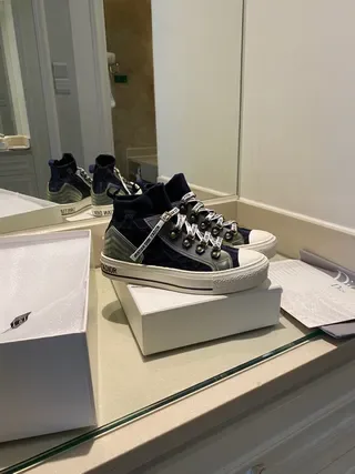 Dior B27 Navy Blue and Gray High-Top Lifestyle Sneakers 2