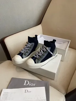 Dior B27 Navy Blue and Gray High-Top Lifestyle Sneakers 8