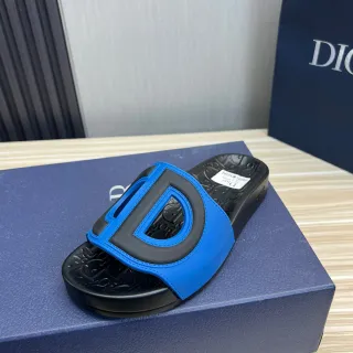 Dior B27 Oversized D-Logo Blue and Black Slippers