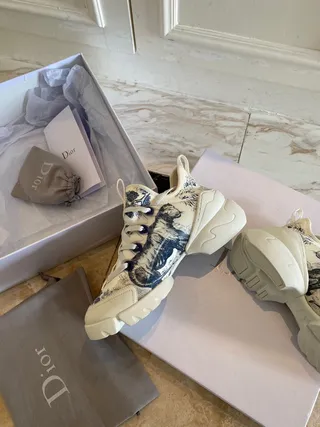 Dior B27 Toile Print White and Blue Chunky Sneakers 2