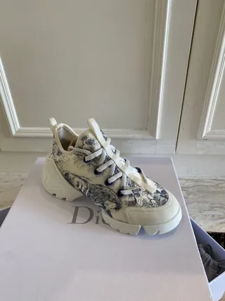 Dior B27 Toile Print White and Blue Chunky Sneakers 4