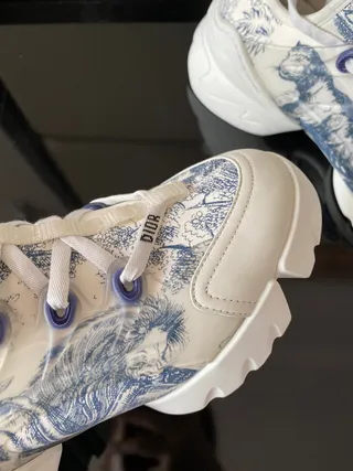 Dior B27 Toile Print White and Blue Chunky Sneakers 8