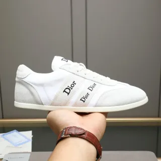 Dior B27 White Beige Low-Top Suede-and-Textile Upper Lifestyle Sneakers