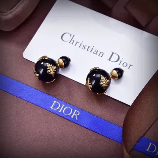 Dior 蜜蜂图案黑金耳环