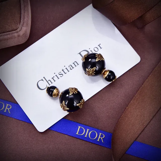 Dior Bee Motif Black and Gold Earrings 3